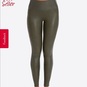 Olive faux leather spanx